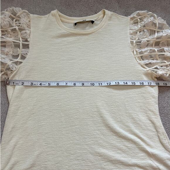 English Factory Womens Cream Puff Sleeve Rosette Blouse Size Small Coquette - Picture 6 of 6